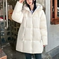 thumbnail image 4 of Womens Coats Hooded Pocket Fleece Zipper Long-sleeved Solid-color Thickened Casual Jacket,Coats for Women White S, 4 of 6