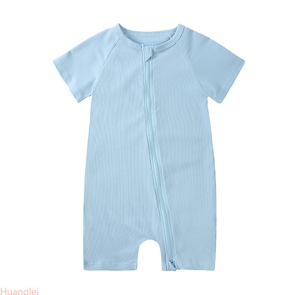 Huanglei Baby Girls Boys Rompers Pajamas Zipper Short Sleeve Sleeper Jumpsuit ,2-3 Years ,Blue