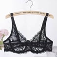 thumbnail image 2 of Risckoth Women's Floral Lace Bra, Solid Bow Decor Adjustable Thin Straps Comfort Daily Lingerie, 2 of 5