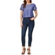 thumbnail image 2 of BLUSA CHAMBRAY DE MANGA CORTA Y CUELLO REDONDO PARA MUJERES INSPIRAR CHIC CON ABERTURAS LATERALES TAMAÑO S AZUL OSCURO, 2 of 6