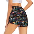 thumbnail image 4 of Picia Basketball Pattern Women's 2 in 1 Athletic Running Shorts High Waisted Workout Casual Gym Sweat Shorts with Comfy Liner Zipper Pockets-, 4 of 9