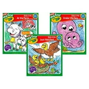 My First Crayola Set of 3 Coloring and Stickers Books: At The Farm, Under The Sea, & Just Hatched