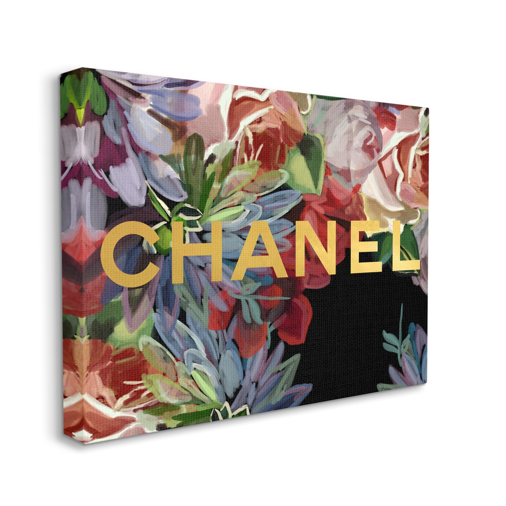 Stupell Industries Flower Patterned Glam Brand Botanical & Floral Painting Gallery Wrapped Canvas Art Print Wall Art, 20 x 16