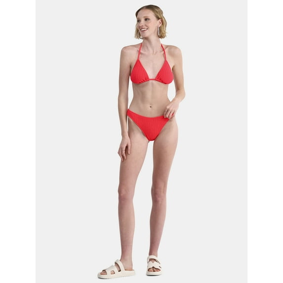 No Boundaries Women's Herringbone Crinkle Bikini Bottoms, Sizes XXS-XXL