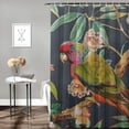thumbnail image 2 of Leisuo Tropical Tree Flowers Hibiscus Blooming Protea Palm Leaves Parrot Ara Toucan Decorative Shower Curtain Multiple Sizes Durable and Washable White, 2 of 7