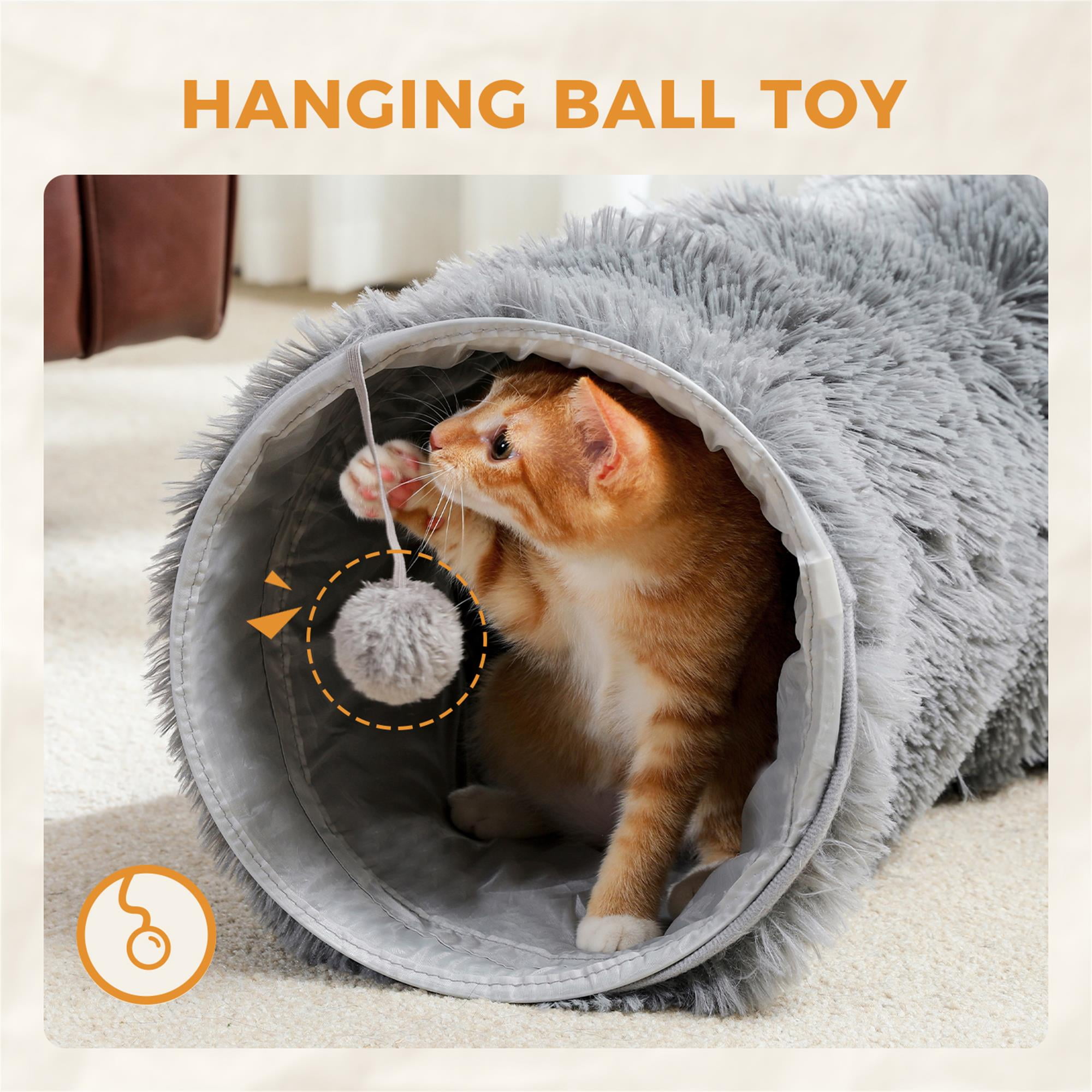 Kadyn Cat Tunnel 45" Long Cat Toys Collapsible Tunnels 10" Diameter Large Cat Tube for Big Cat, Rabbits and Puppy, Gray