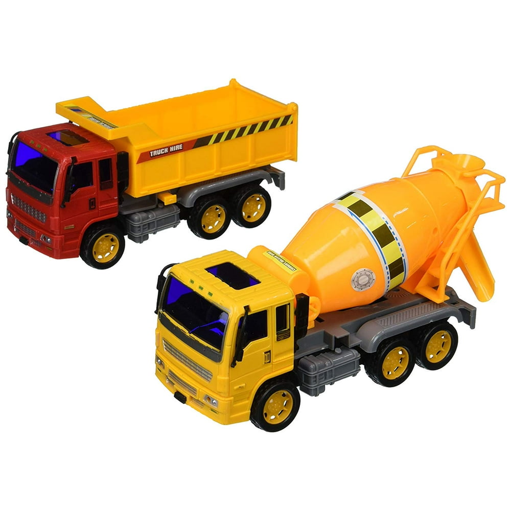 Heavy Duty Construction Trucks Friction Powered Toy Trucks Set w/ 2