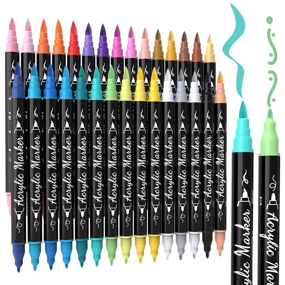 Marcadores de pintura acrílica TOSHARE, 30 colores, impermeables, de doble punta