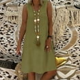 thumbnail image 3 of Summer Dresses For Women 2025, Linen Casual Vintage V Neck Sleeveless Loose Midi Dress Elegant Tank Wedding Guest Beach Dress With Hanging Rack Birthday Dresses Short Dresses (M, Green) ZMTing, 3 of 4