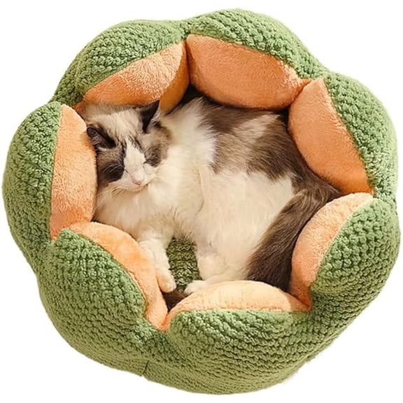 PETNITY Round Donut Cat Bed Orange