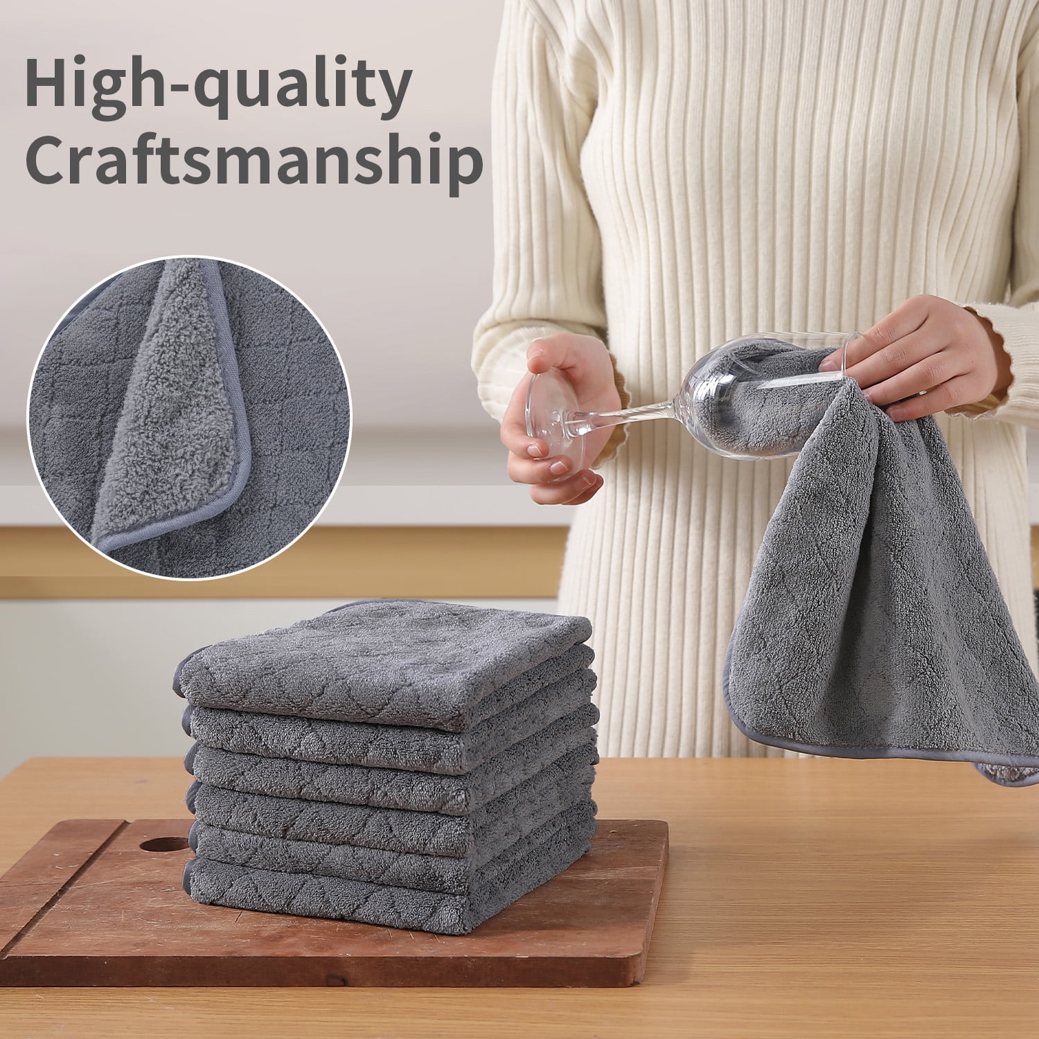 Jessy Home 24 Pack Dark Gray Washcloths for Bathroom 13x13 Inch Ultra Soft Hand Face Towels