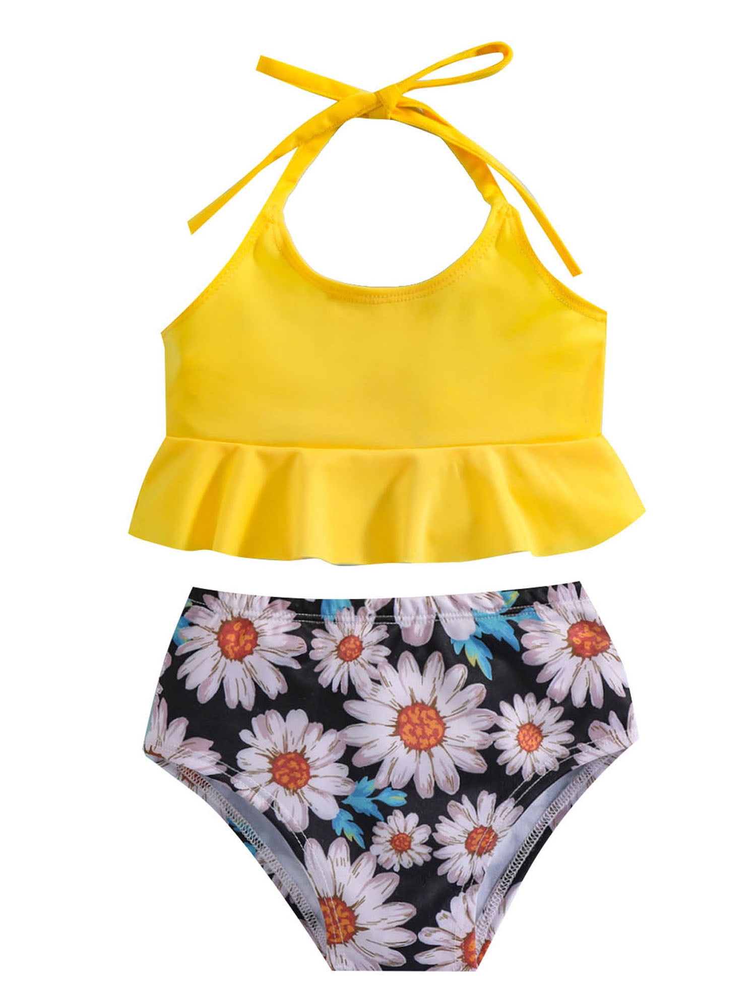Kids Baby Girls 2 Piece Swimsuit Sleeveless Bathing Suits Cute Swimwear