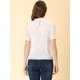 thumbnail image 3 of Allegra K Blusas Con Inserción De Encaje Para Mujer Top De Cuello Redondo Con Volantes Y Lunares Blanco XS, 3 of 6