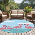 thumbnail image 4 of Summer Cute Flamingo Large Round Rug 8 FT, Non Slip Living Room Area Carpet, Cartoon Animal Cloud Blue Sky Washable Soft Circle Rug Non-Shedding Floor Carpet for Bedroom Office Dining Room, 4 of 9