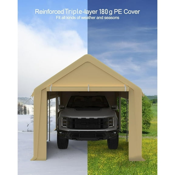 Portable Garage Tent Shelter,Carport Replacement Zipper Door for Portable Garage,13' x 20' to 13' x 25' Heavy-Duty Zipper Doors Replacement for Carport(Frame NOT Included)