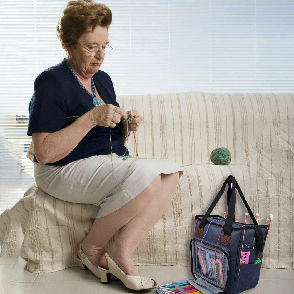 Large Capacity Yarn Storage Bag Portable Knitting Tote Bag Empty Crochet Organizer Yarn Bags