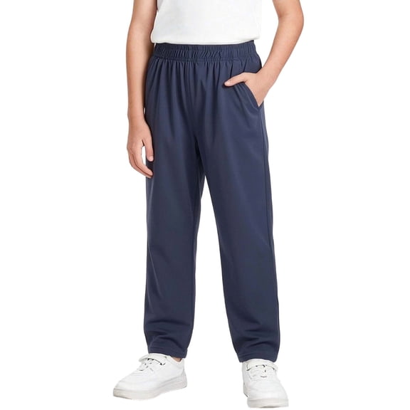 Posijego Boys Girls School Uniforms Pants High Waisted Formal Dress Trousers Pants Kids Teens Uniform Pants with Pockets