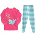 thumbnail image 6 of CAICJ98 Toddler Girl Clothes 2-9Y Girls Fall Winter Outfit 2Pcs Set Toddler Kids Clothes for Girls Long Sleeve Shirt Top + Print Pants Outfits Little Girls' Clothing Set, 6 of 9
