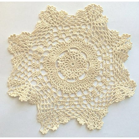 - Fennco Styles Handmade Crochet Lace 12-inch Cotton Doilies - 2-Pack (Round, Beige)