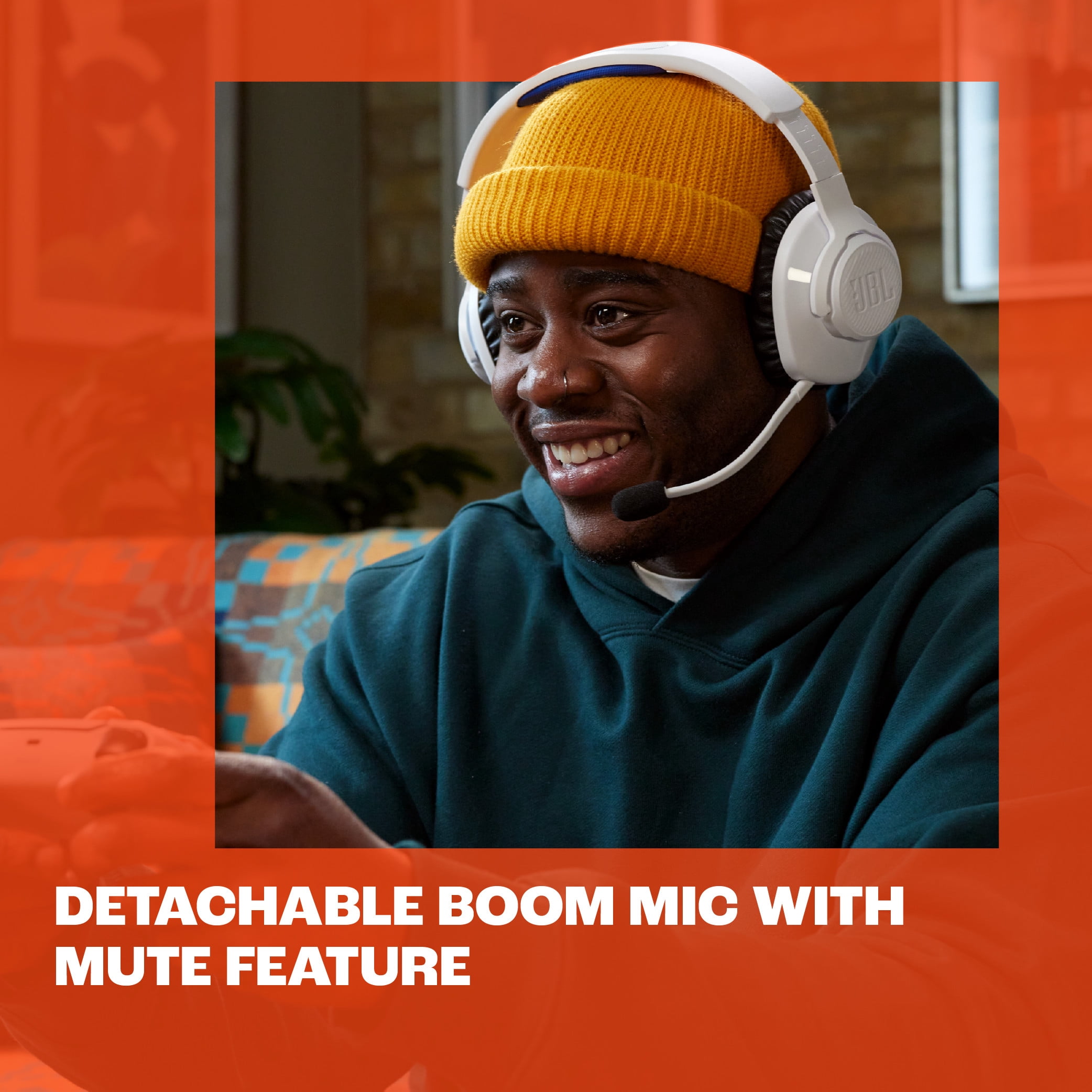 JBL Quantum 360P Console Wireless - Wireless over-ear console gaming headset with detachable boom mic - White