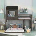 thumbnail image 2 of Bellemave Twin Over Full House Bunk Bed,Wood L-Shaped Fort Loft Bunk Beds Frame with Ladder, Floor Playhouse Bed, No Need Spring Box (Antique Gray), 2 of 9