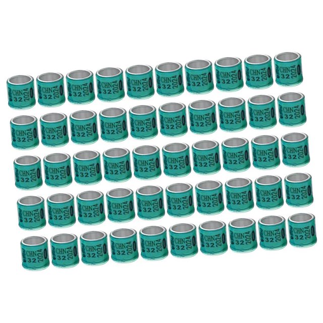 50 anillas reutilizables de aluminio 2023 para palomas mensajeras, numeradas, de 8 mm. Verde