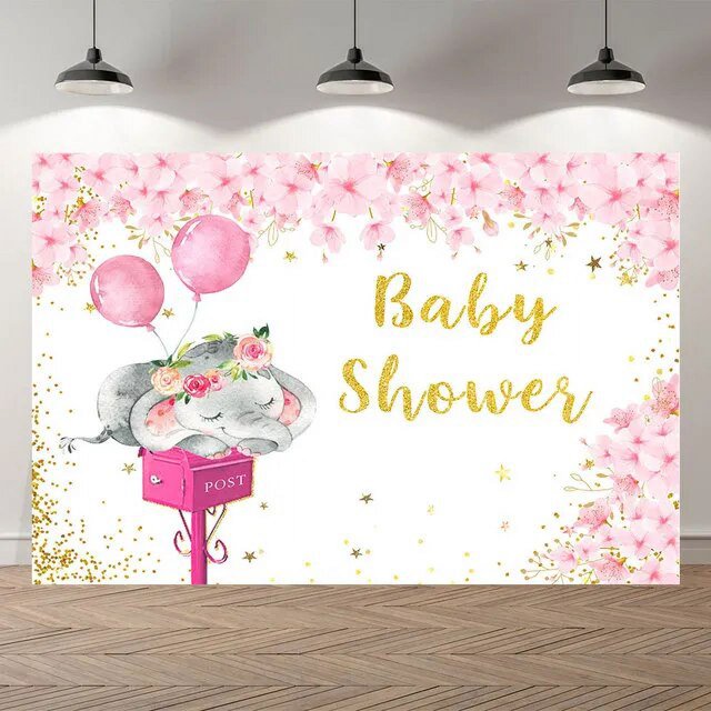 Vajilla desechable de elefante rosa para fiesta de bebé, plato de papel, servilleta, fiesta de cumpleaños de niña, suministros de globos