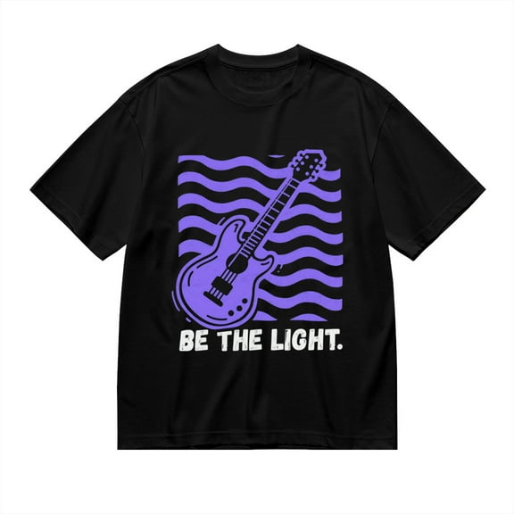 Black T Shirts for Men, Purple Guitar Be The Light, Graphic Mens Graphic Tees, 24936545,S