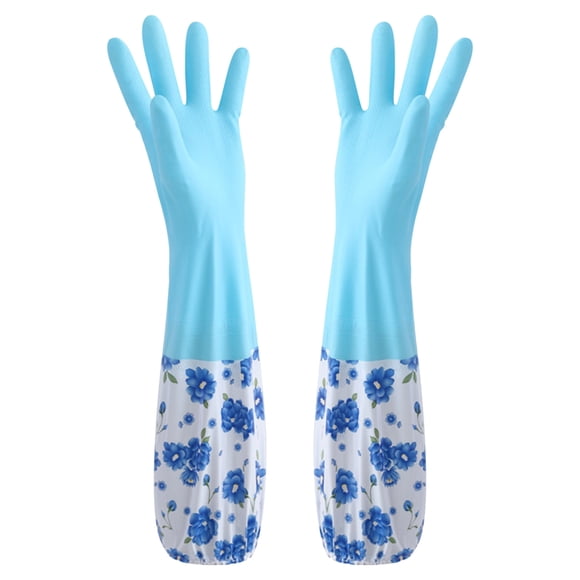 Meitianfacai Rubber Latex Waterproof Dishwashing Gloves for Kitchen,Flocking Household Cleaning Gloves