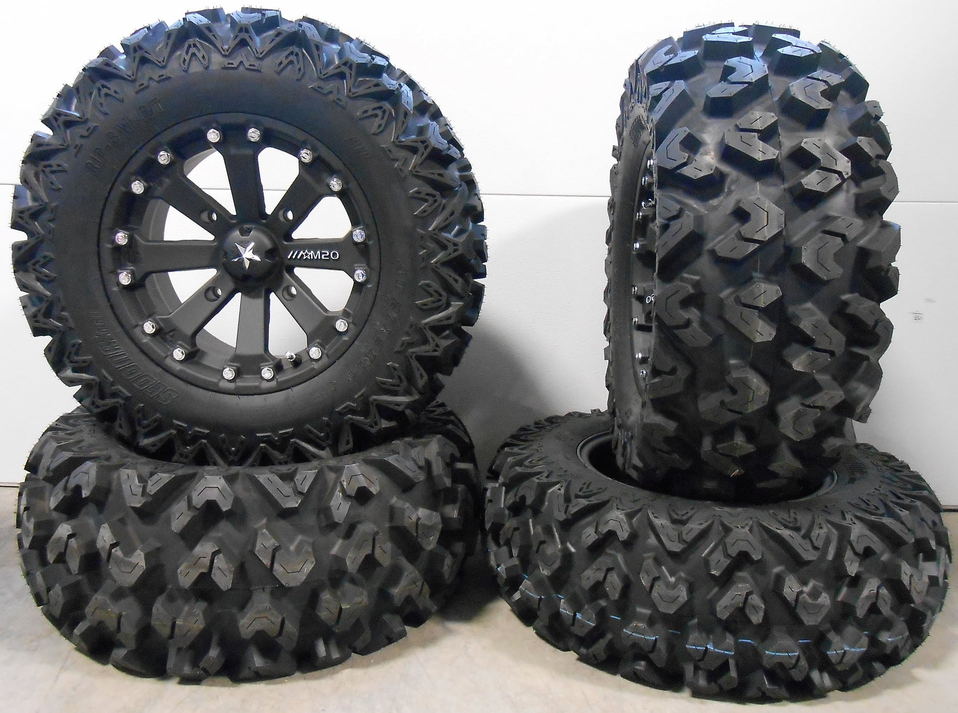 MSA Black Kore 14" UTV Wheels 27" Rip Saw Tires Polaris RZR XP 1000
