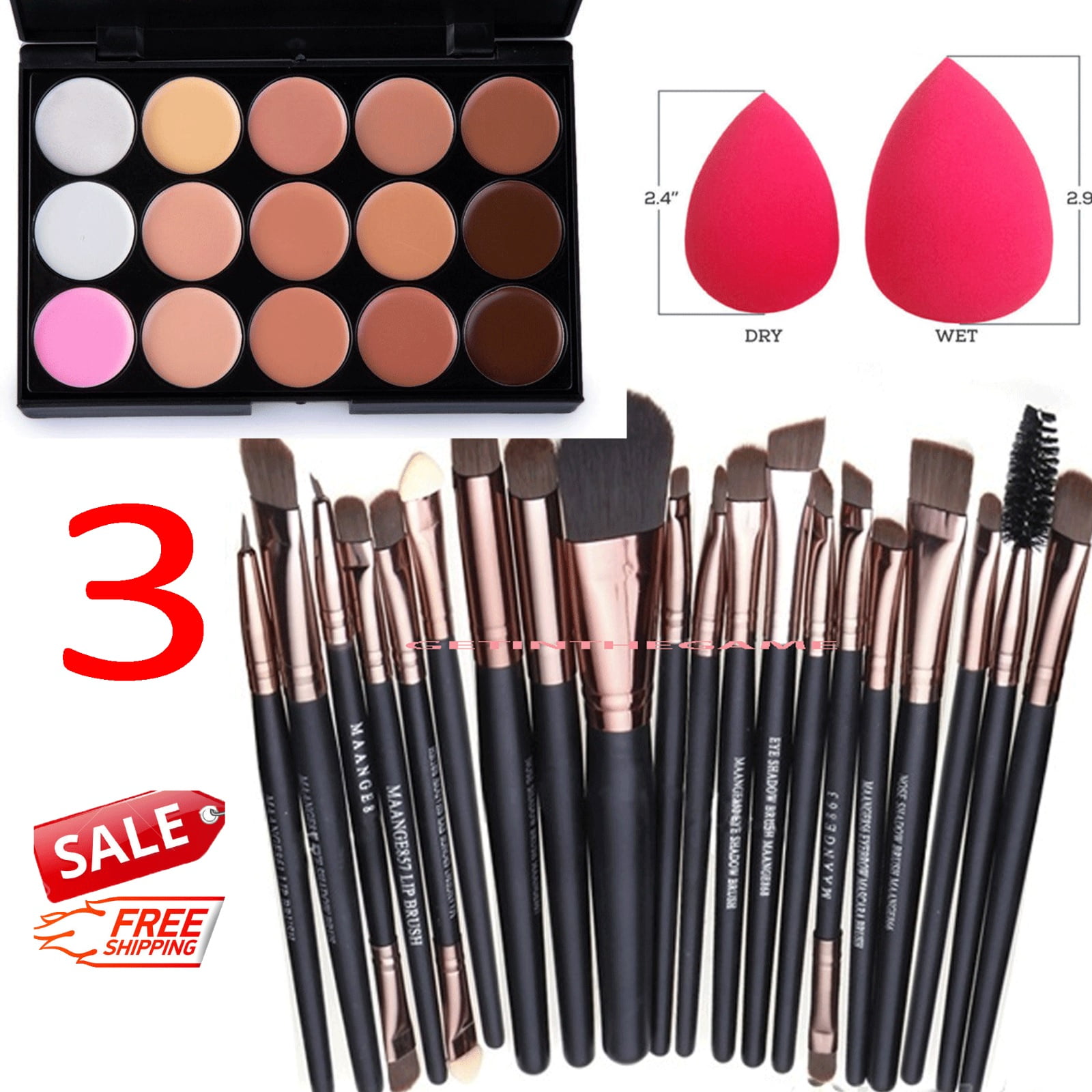 15 Colors Makeup Contour Face Cream Concealer Palette Professional + 20