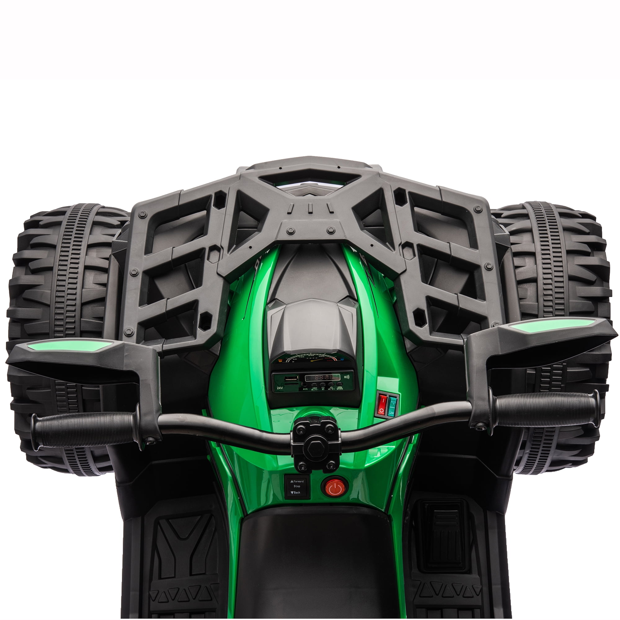 800W Dirt Quad w/ Remote Control - 24V Powered Ride on ATV, Electric Powerful 4-Wheeler for Big Kids, Up to 5.5 mph, Knee Pads, Green