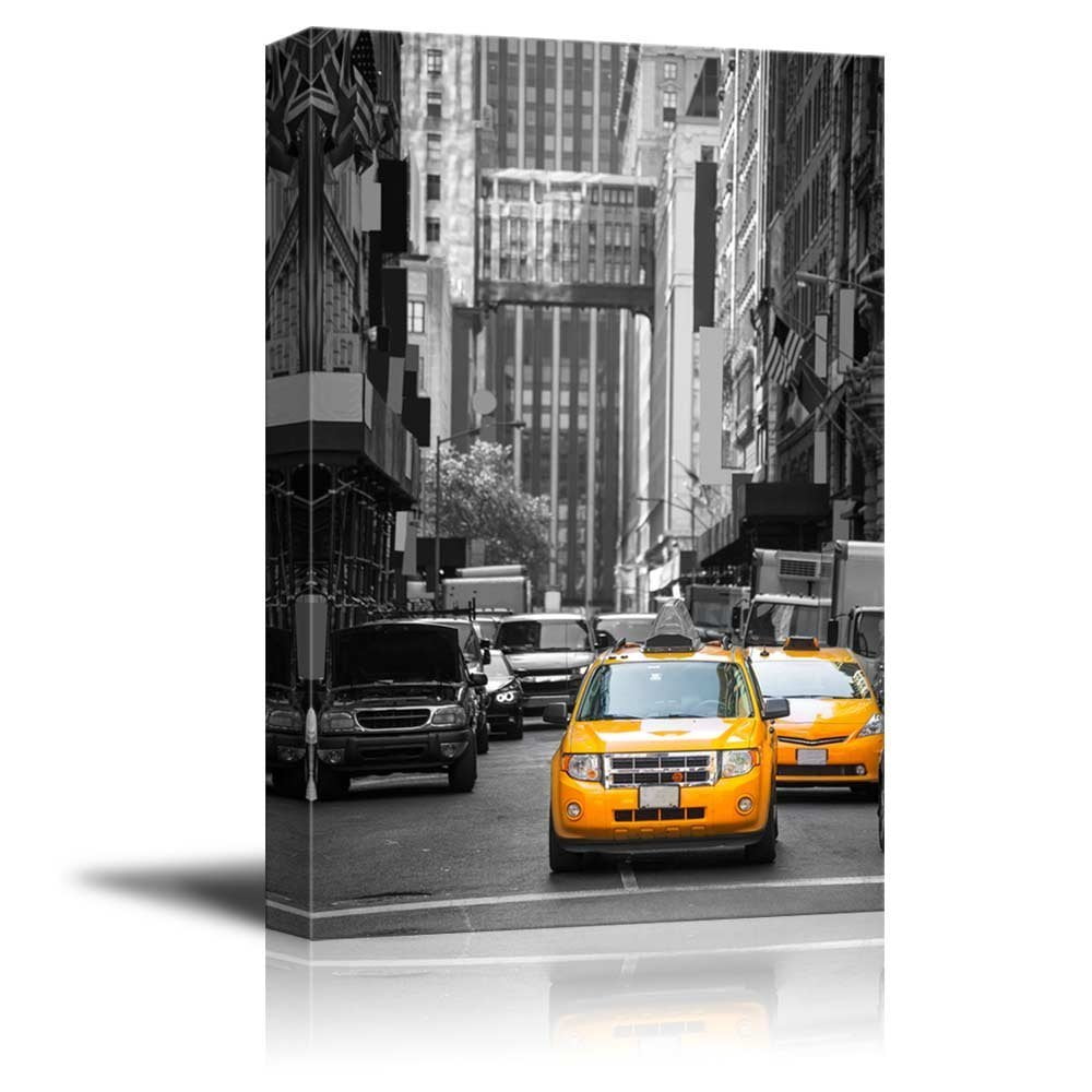 wall26 Black and White Photograph with Pop of Color on Yellow Taxis of