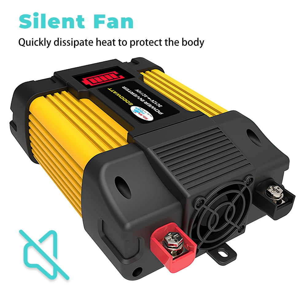 MDHAND 6000W Pure Sine Wave Inverter, Car Power Inverter DC 12V to AC 110V Converter Inverters with Dual 2.1A USB Charging Ports Fast Charging, Yellow