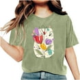 thumbnail image 5 of Hyknon Hauts pour Femmes Cadeau Fête des Mères Maman Imprimé Fleuri Manches Courtes Col Rond T-shirt Motif Haut Polyvalent pour Sortir, 5 of 5