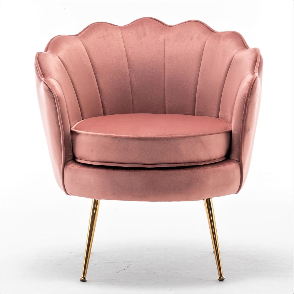 US Pride Furniture Cavett 28.3" Wide Velvet Barrel Chair with Gold Metal Legs Rose