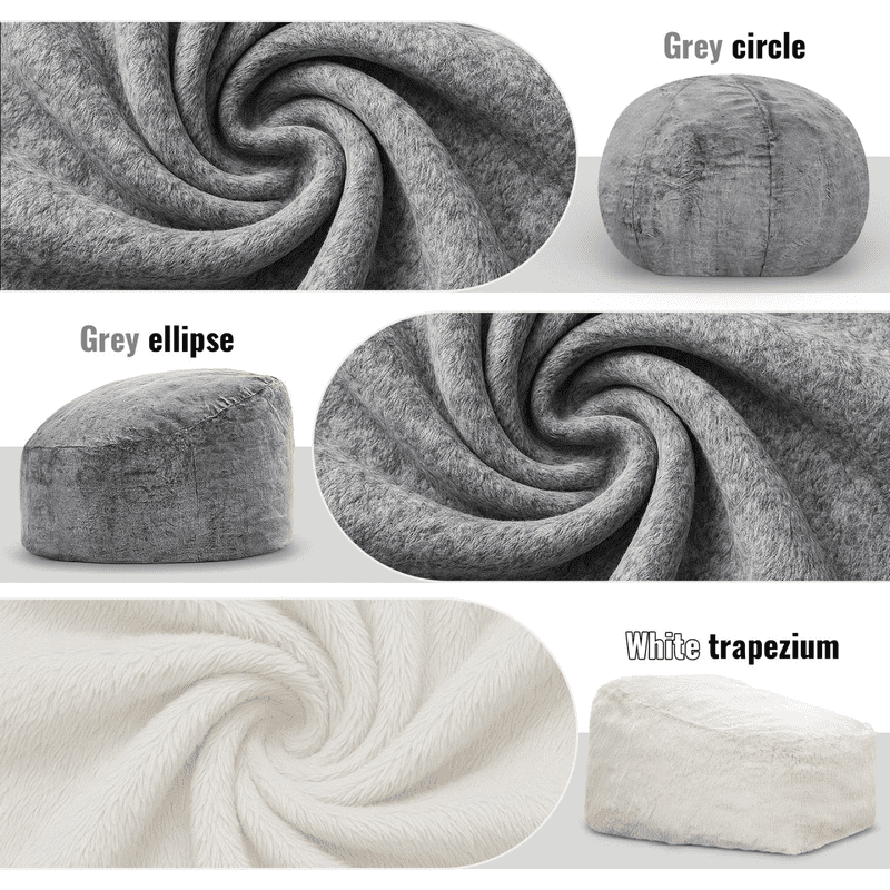 Baxluxe Velvet Bean Bag Chair for Adults, Fluffy 4 Feet Sofa Chair with Memory Foam Filled, Cozy Soft Lazy Lounger Recliner Chair, Accent Beanbag Chair for Reading, Living Room, Bedroom, Beige