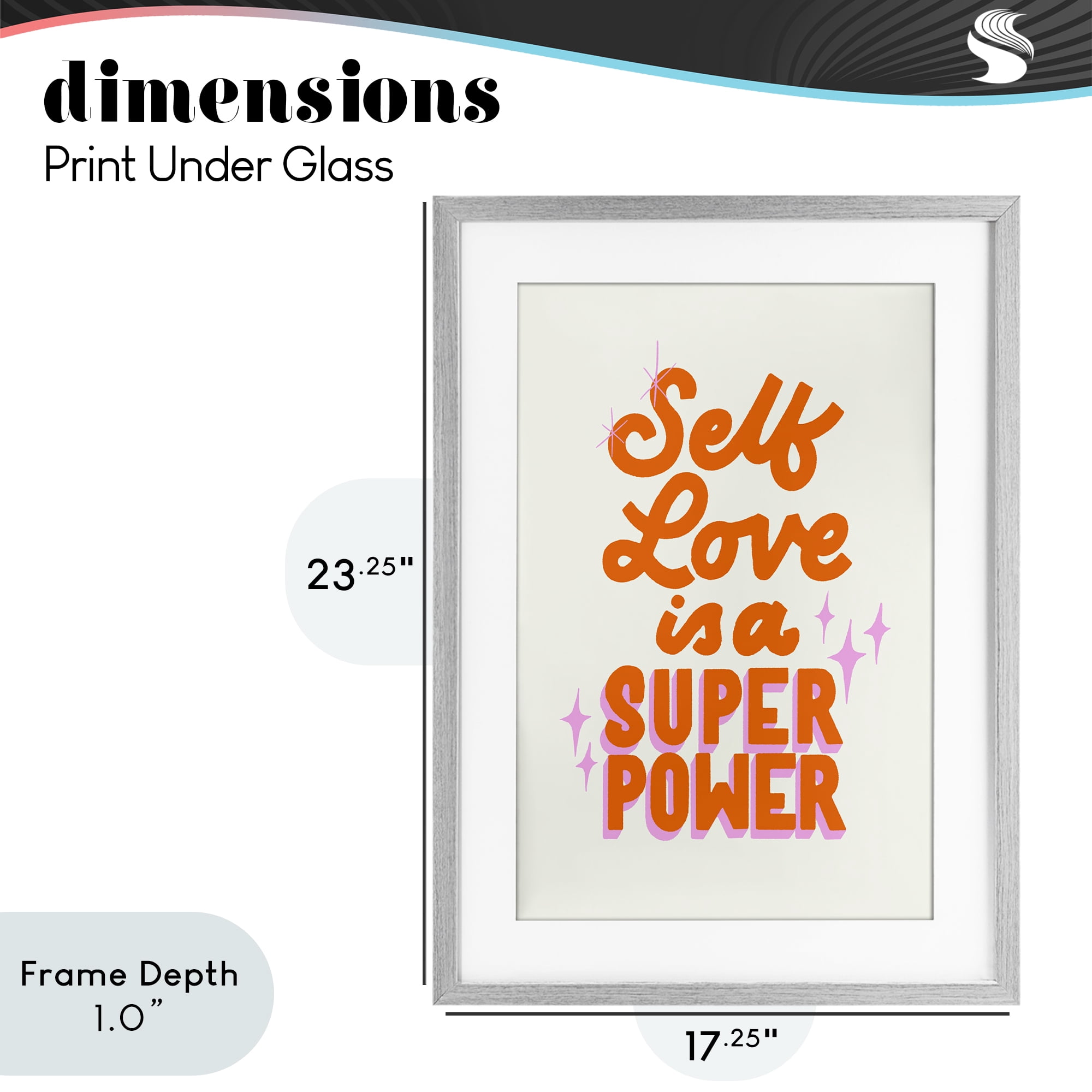 Stupell Industries Self Love Is Superpower Gray Framed Print Under Glass, design by Indira Prieto | IndySign