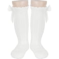 thumbnail image 3 of Minzimin 3Pairs Baby Knee High Socks Girls Bow Ruffled Tube Socks Toddlers Infant School Uniform Leggings Long Stockings, 3 of 3