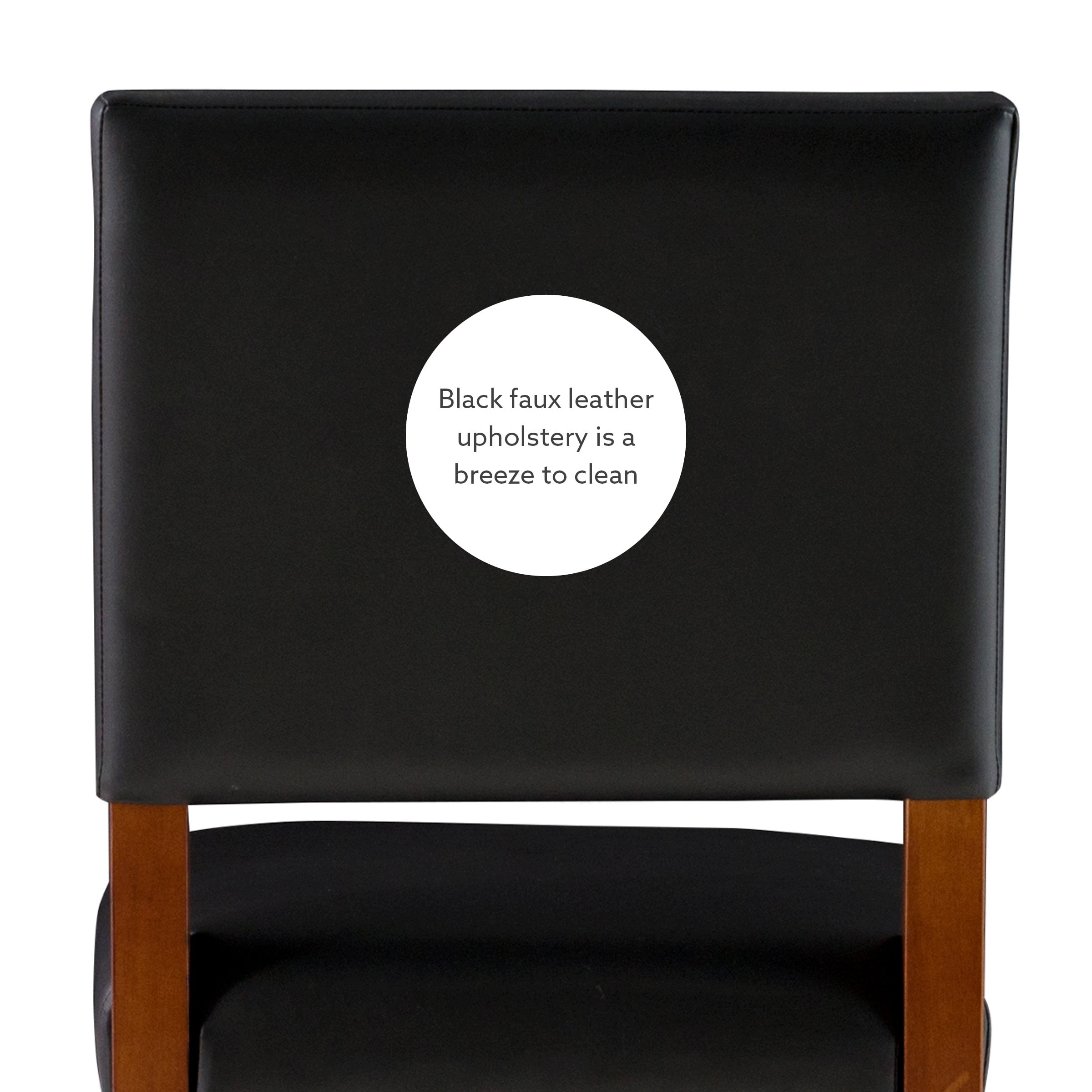 Linon Brook 30" High Back Bar Stool, Rustic Cherry/Black Faux Leather