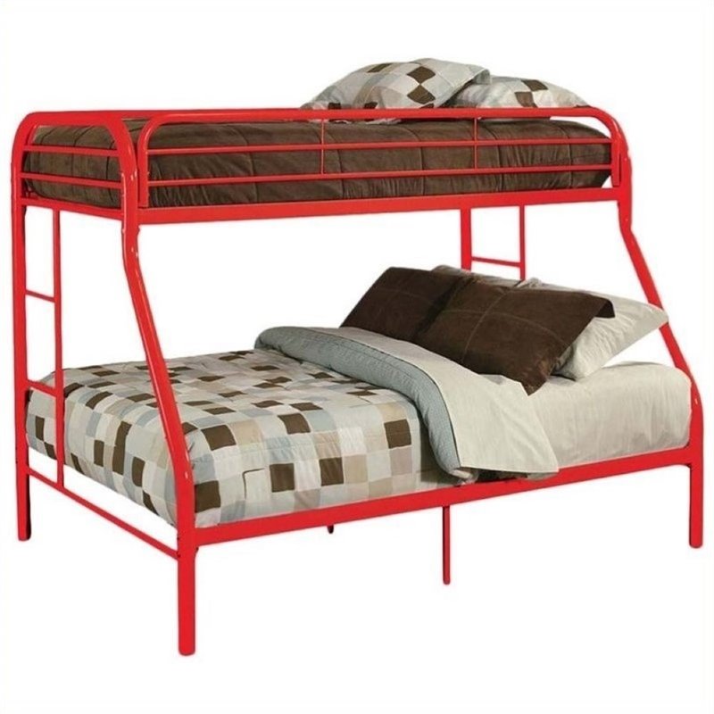 Roseberry Kids Metal Twin Over Full Bunk Bed in Powder Coating Red