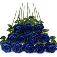 thumbnail image 5 of ZOELNIC Blue Fake Roses Artificial Flowers - 10 Pcs Fake Artificial Roses Silk Flowers with Stems for Home Wedding Hotel Office Centerpiece Decor, 5 of 7