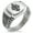 Silver, variant on Stainless Steel Crown Fleur De Lis CZ Ribbed Needle Stripe Pattern Biker Style Polished Ring