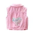thumbnail image 2 of Girls Classic Blue Jean Vest Embroidered Little Bear Bow Toddler Outerwear Casual Cute Coat, 2 of 7