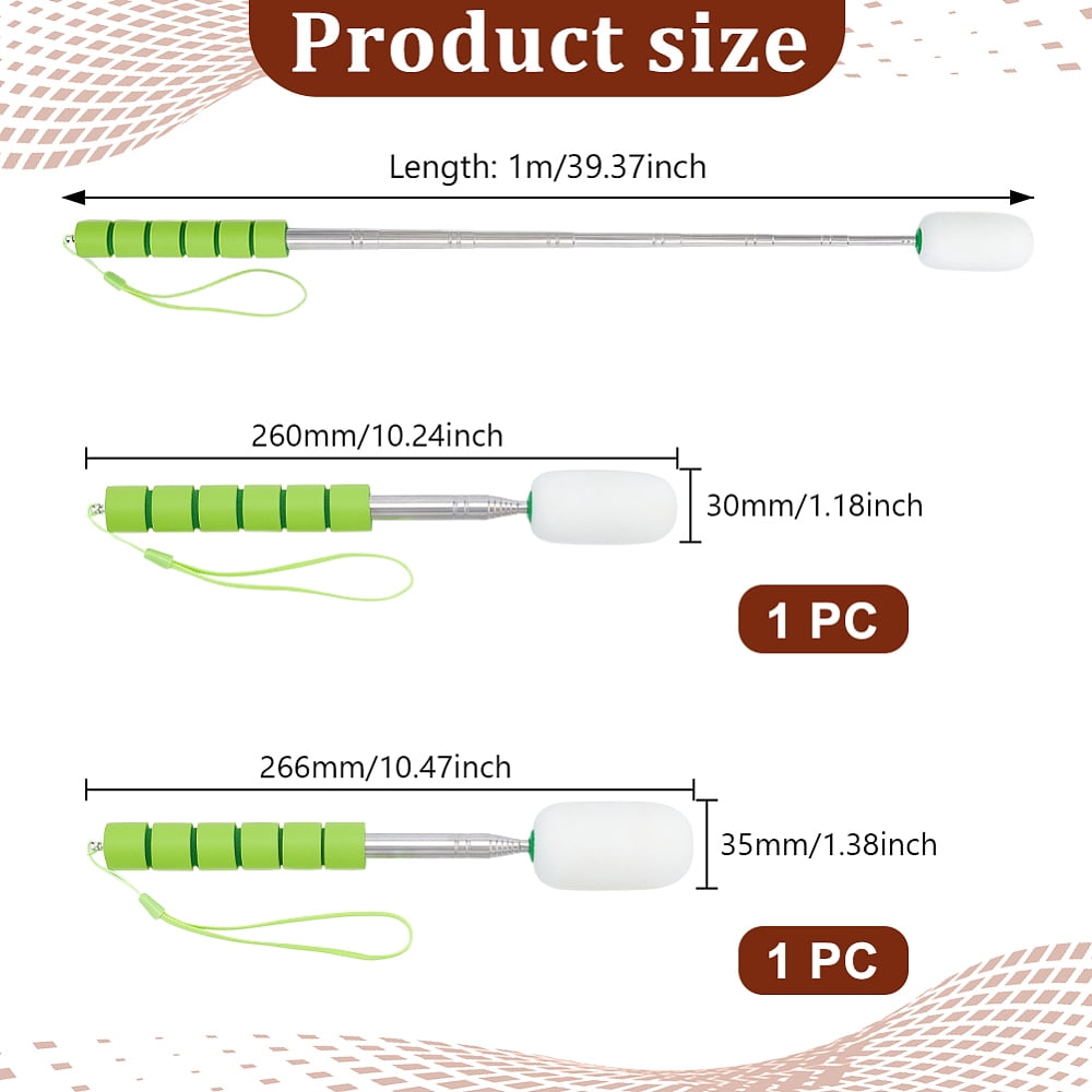 2Pcs 2 Styles Telescopic Silicone Sponge Cup Brush Water Bottle Cleaner Brush with 201 Stainless Steel Long Handle Yellow Green 420~430mm