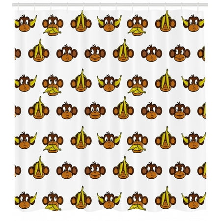 Nursery Shower Curtain Funny Monkeys With Bananas Various
