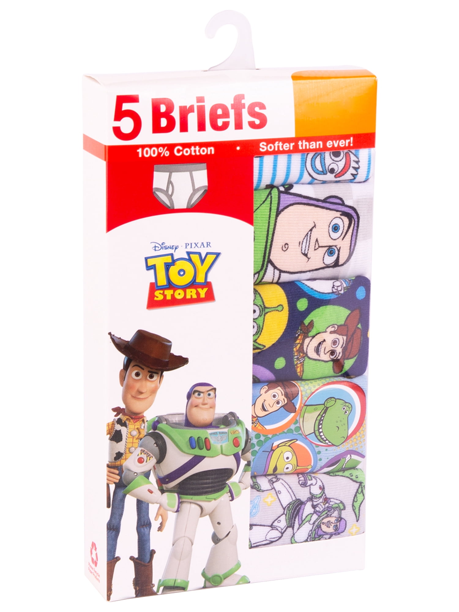 Toy Story Boys Cotton Brief Character Underwear, 5 pack, Size 4 to 8