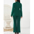 thumbnail image 3 of Long-Sleeve Shirt & Straight Leg Pants, Size XL Green Slim-Fit Women's Suit with Turn-Down Collar & Flap Pockets Bienvenido, 3 of 6