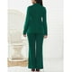 thumbnail image 3 of Pantalones rectos de manga larga, talla S, traje verde ajustado para mujer con cuello vuelto y bolsillos con solapa, 3 of 6