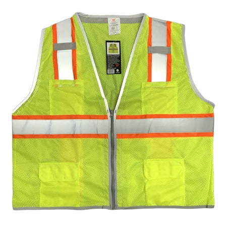 

ANSI Class 2 Safety Vest High Viz Reflective Strips Breathable Mesh Vest Size L